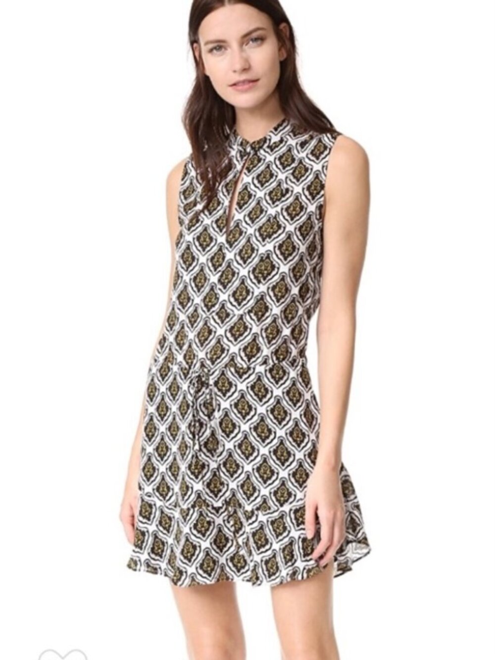 A.L.C. Calder Damask Print Drawstring Silk Dress Size 2